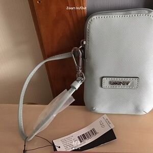 DKNY sea green Wristlet
